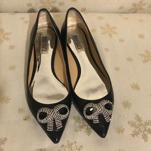Badgley Mischka  Leather Rhinestone Flats